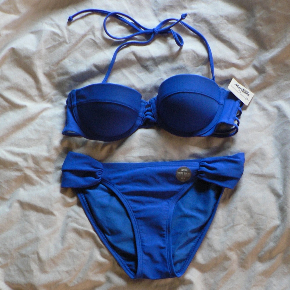 NEW womens Aerie swim suit XS bottom 32A top blue